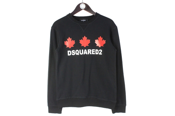 Dsquared2 Sweatshirt Medium big logo authentic streetwear crewneck jumper  black Canada flag