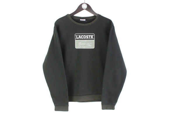 Vintage Lacoste Sweatshirt black big logo 00s retro casual France crewneck sport jumper