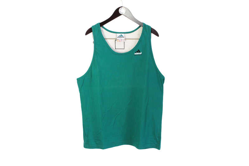 Vintage Adidas Equipment Top XLarge / XXLarge green cotton 90's sport sleeveless t-shirt