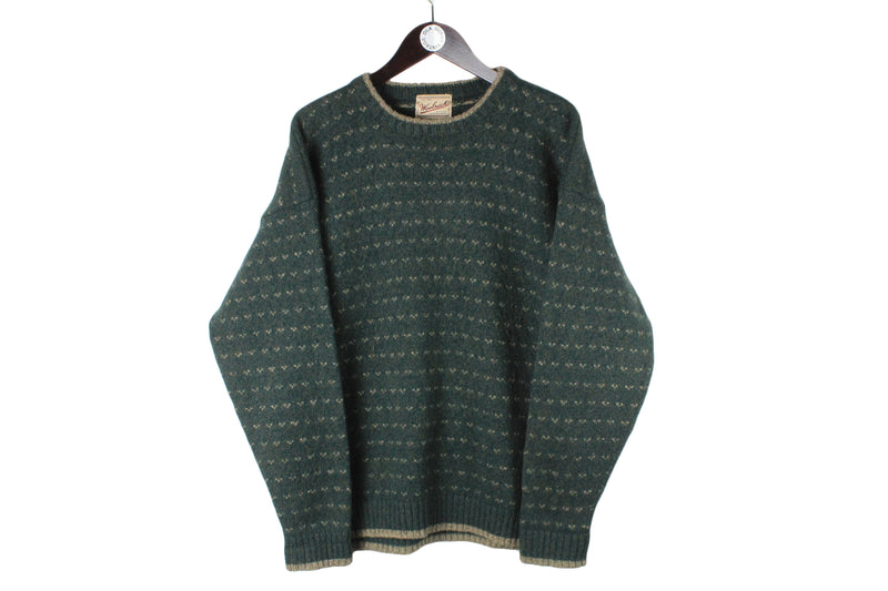 Vintage Woolrich Sweater XLarge green 90s retro pullover sport jumper