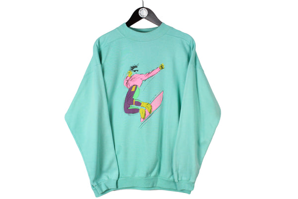 Vintage Sweatshirt Large size men's ski sport extreme multicolor retro pullover 90's 80's sport outfit crewneck street style big logo snowboar oversize