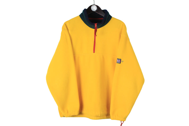 Vintage Gant Fleece Large size men's outdoor bright yellow pullover half zip sweatshirt ski wear mountain sport authentic athletic jumper 90's 80's style winter outfit