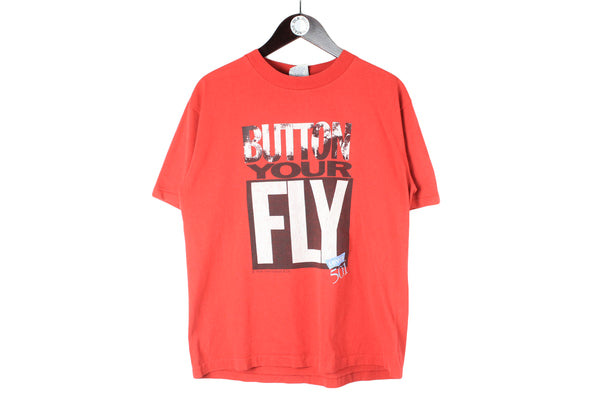 Vintage Levi's T-Shirt Small / Medium red big logo Button Your Fly 501 retro classic USA shirt 90s