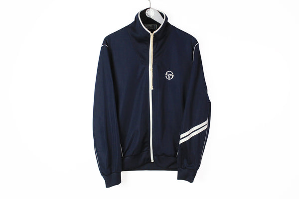 Vintage Sergio Tacchini Track Jacket Large navy blue full zip windbreaker sport style