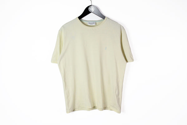 Vintage Yves Saint Laurent T-Shirt Medium basic small logo yellow 90s tee YSL