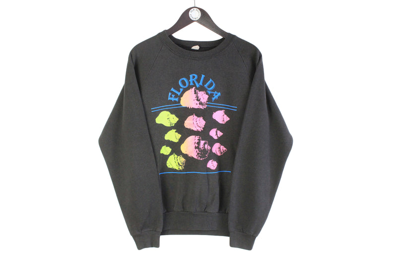 Vintage Florida Sweatshirt Small 80s made in USA State jumper sport crewneck 90s sea pattern
