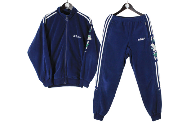 Vintage Adidas Tracksuit Small size men's authentic athletic track jacket and pants classic soft track wear 90's 80's style sport training suit old school outfit ONE TEAM Veloure 