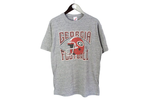 Vintage Georgia Football T-Shirt Large gray big logo 90's cotton tee Bulldogs NFL College team
