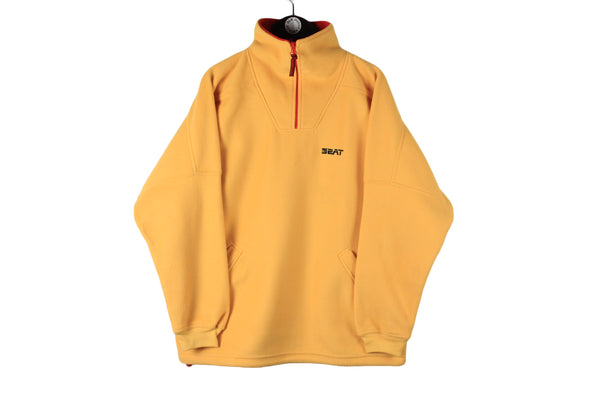 Vintage Seat Fleece XLarge size 1/4 zip yellow bright basic sport wear authentic athletic clothing winter warm long sleeve 90's 80's style outdoor extreme ski car motorsport racing