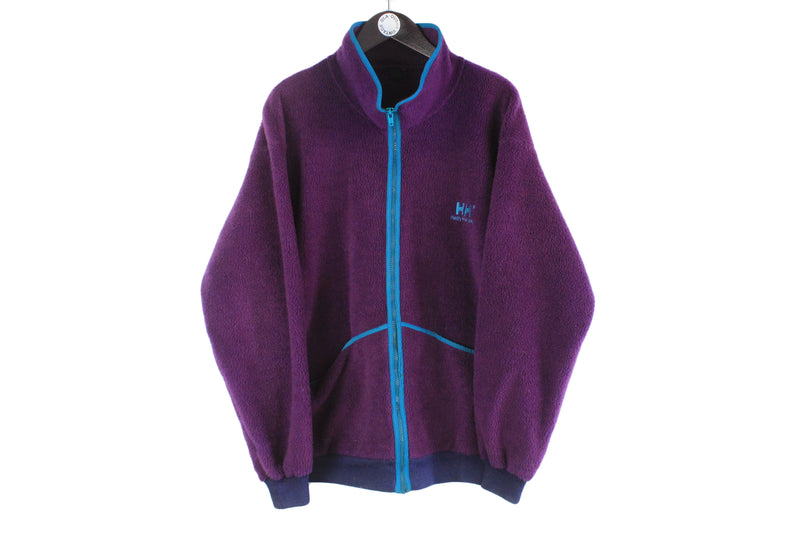 Vintage Helly Hansen Fleece XLarge full zip purple outdoor 90s sweater winter ski jumper