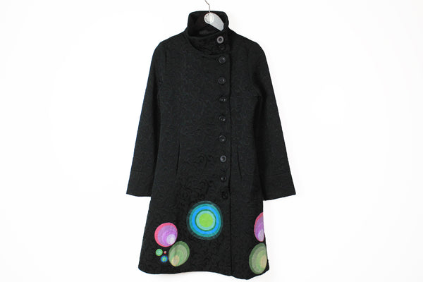 Desigual Coat Women's 40 black multicolor authentic long coat