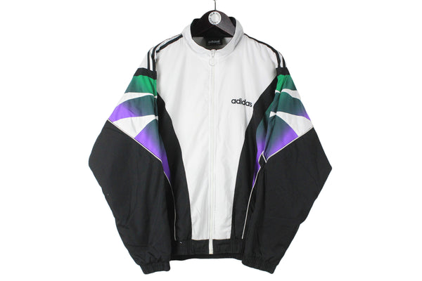 Vintage Adidas Tracksuit Large size men's full zip windbreaker sport style wear running training retro rare 90's 80's style outdoor outfit athletic authentic track jacket and pants