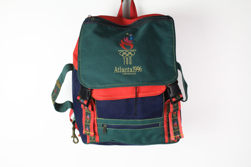 Vintage Atlanta 1996 USA Olympic Games Backpack multicolor green blue red 96 school bag