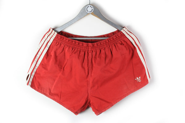 Vintage Adidas Shorts XLarge red white cotton made in Yugoslavia shorts