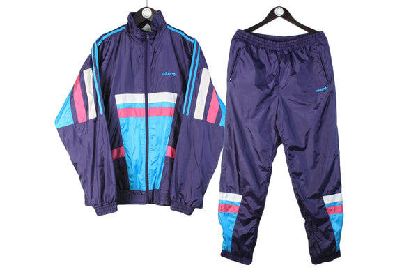 Vintage Adidas Tracksuit Large made in Taiwan 90s sport suit purple retro jacket and pants