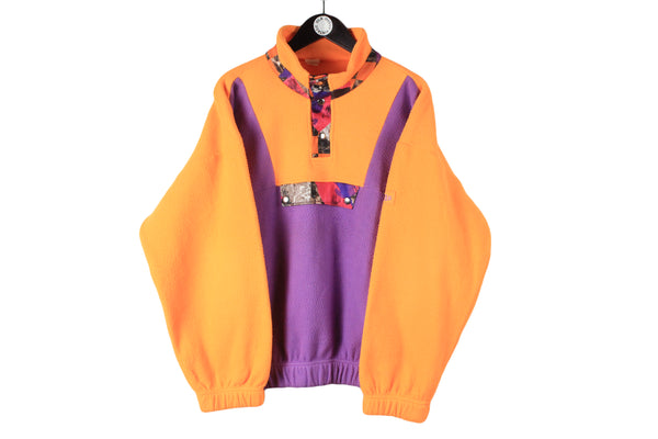 Vintage Fleece XLarge size 1/4 zip acid bright multicolor sweatshirt basic sport wear authentic athletic clothing winter warm long sleeve 90's 80's style outdoor extreme ski