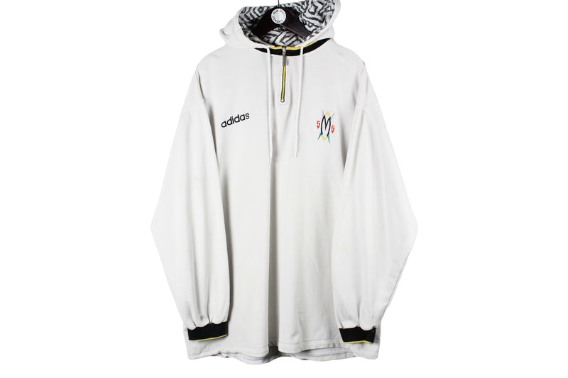 Vintage Adidas Mutombo Hoodie XXLarge gray retro 1/4 zip hooded jumper 90s 