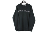 Vintage DKNY Sweatshirt XLarge size men's basic black big logo crewneck jumper casual basic long sleeve rare retro classic outfit 90's 80's clothing