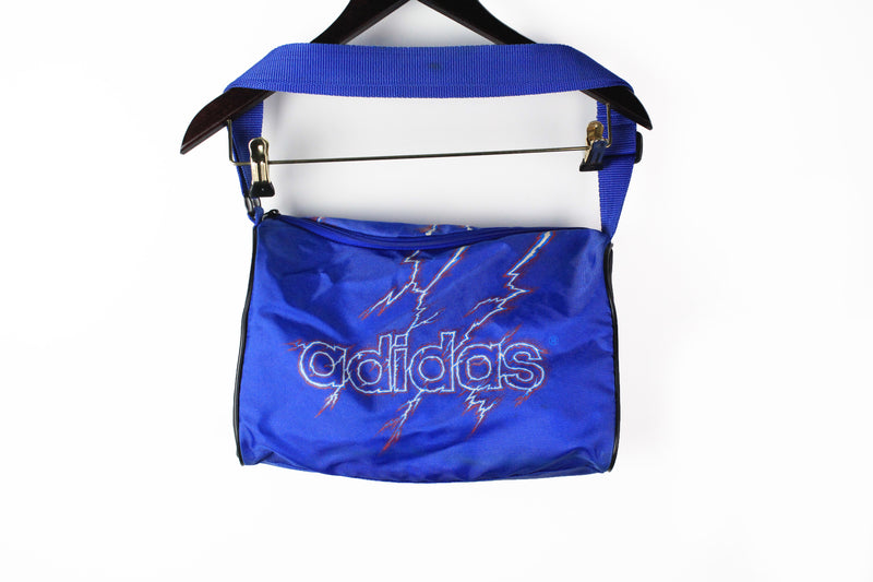Vintage Adidas Messenger Bag blue thunder print 90s made in West Germany bag