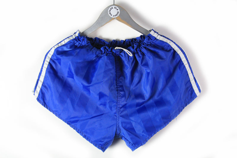 Vintage Adidas Shorts Large blue 80s sport striped pattern shorts