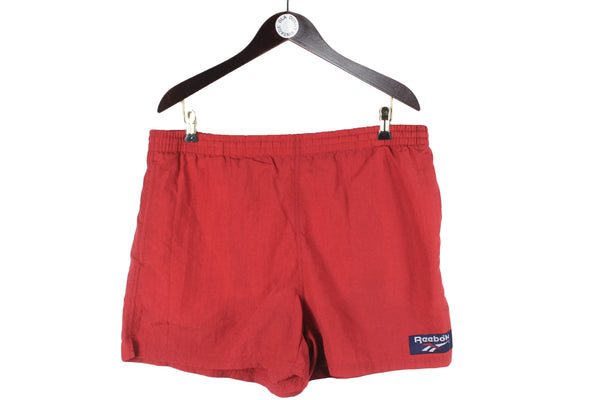 Vintage Reebok Shorts Large red small logo 90s retro sport style swimming shorts