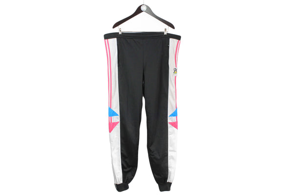 Vintage Adidas Track Pants XXLarge black white 90's sport trousers 