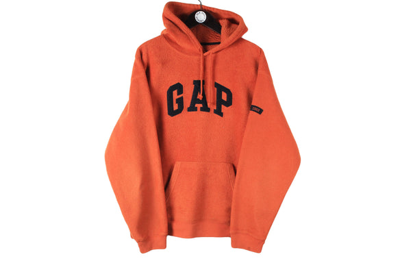 Vintage GAP Fleece Large / XLarge size bright orange hooded sweatshirt hoodie basic sport wear authentic athletic clothing winter warm long sleeve 90's 80's style outdoor extreme ski