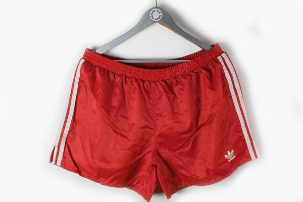 Vintage Adidas Shorts XLarge red classic 80s running bright shorts