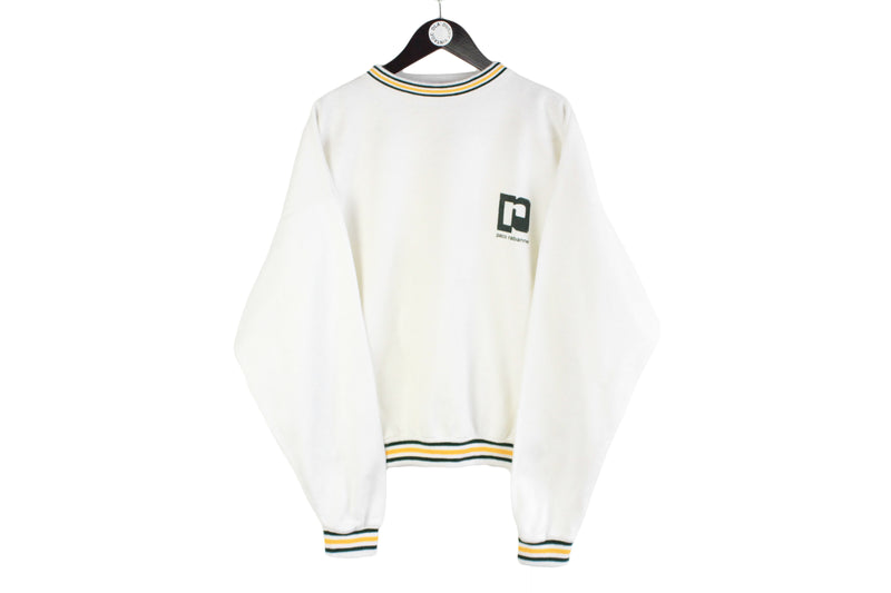 Vintage Paco Rabanne Sweatshirt Large white small logo retro style 90s crewneck  parfum jumper