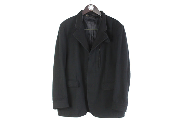 Neil Barret Coat Medium navy blue retro jacket wool authentic luxury streetwear style