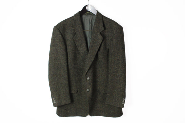 Vintage Harris Tweed Blazer Large / XLarge brown 90s retro style wool jacket 2 buttons