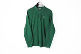 Vintage Lacoste Rugby Shirt Large green collared 90's style long sleeve hipster wear 80's clothing