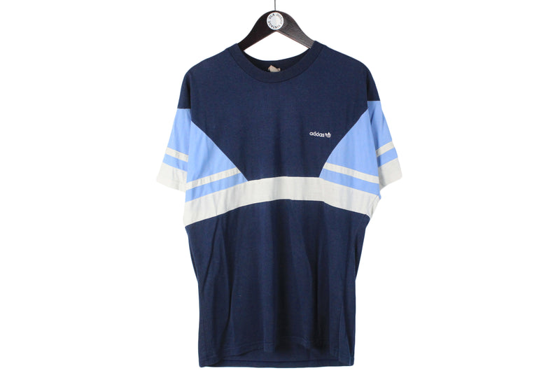 Vintage Adidas T-Shirt Large blue cotton 90s retro tee