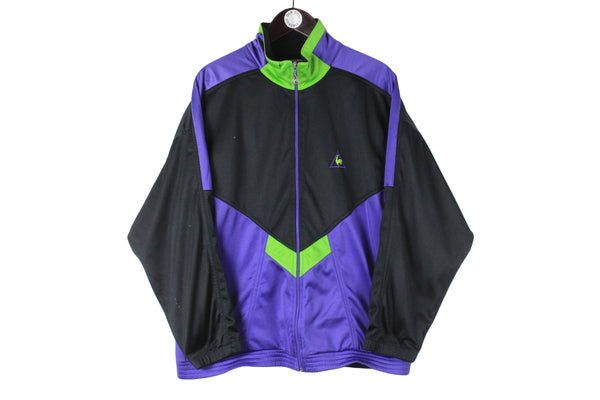 Vintage Le Coq Sportif Tracksuit Medium purple black 90s retro track jacket and sport pants classic suit