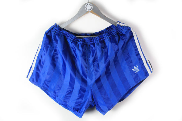 Vintage Adidas Shorts XLarge blue polyester 90s striped pattern running shorts
