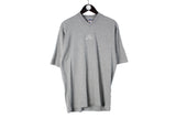 Vintage Adidas T-Shirt Large gray center logo v-neck retro 90s cotton tee