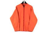 Vintage United Colors of Benetton Fleece Large size men's orange sweatshirt full zip basic sport wear authentic athletic clothing winter warm long sleeve 90's 80's style outdoor extreme ski