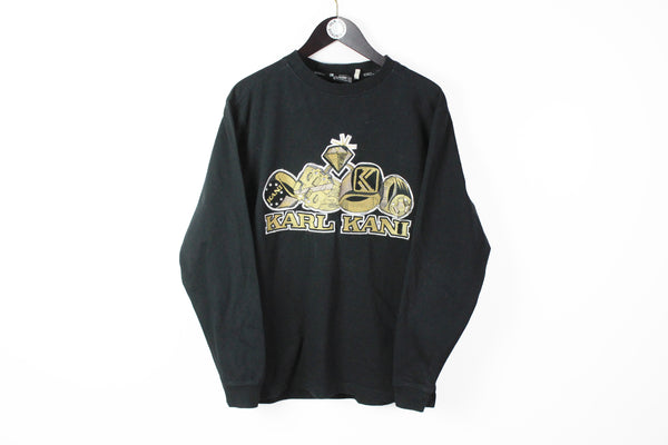 Vintage Karl Kani Sweatshirt Medium black big logo 90s style hip hop gold rings logo