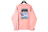 Vintage Maui Sweatshirt XLarge pink snow society retro snowboard ski jumper 90s retro sport style crewneck
