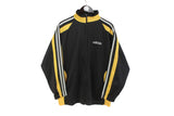 Vintage Adidas Bootleg Track Jacket Small black big logo yellow 90s sport windbreaker