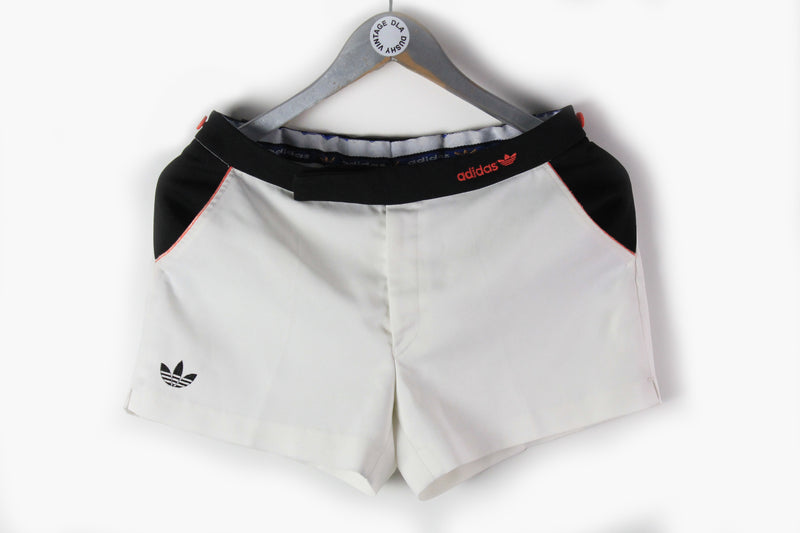 Vintage Adidas Shorts Medium / Large tennis classic white black shorts 80s