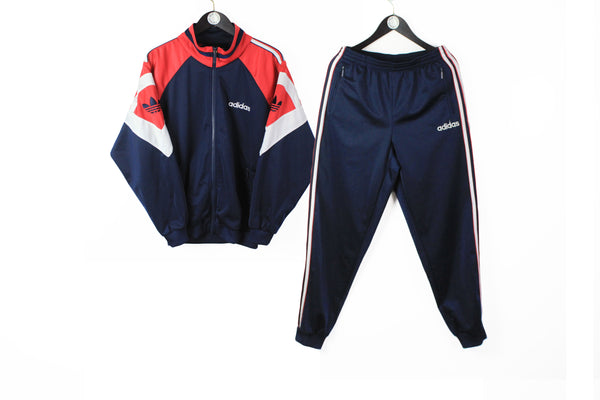 Vintage Adidas Tracksuit Medium red blue 90s sport suit athletic jacket and pants 