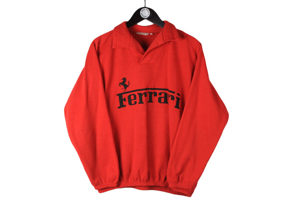 Vintage Ferrari Sweatshirt Small collared jumper cotton 90s Formula 1 F1 racing pullover big logo