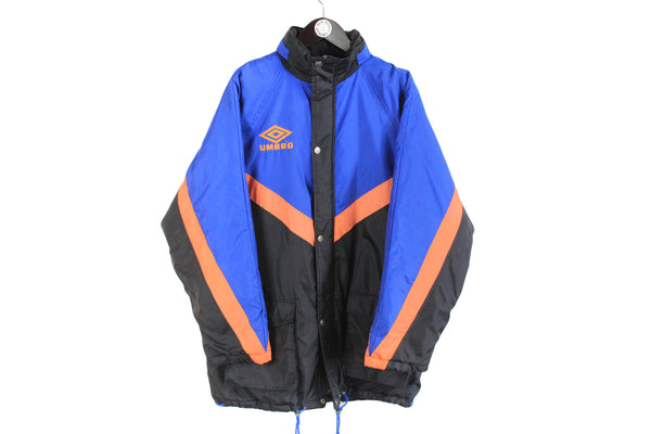 Vintage Umbro Jacket Medium black blue orange multicolor 90s sport style athletic coat