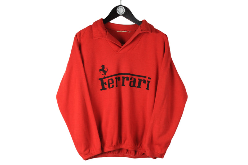Vintage Ferrari Sweatshirt Small collared jumper cotton 90s Formula 1 F1 racing pullover big logo
