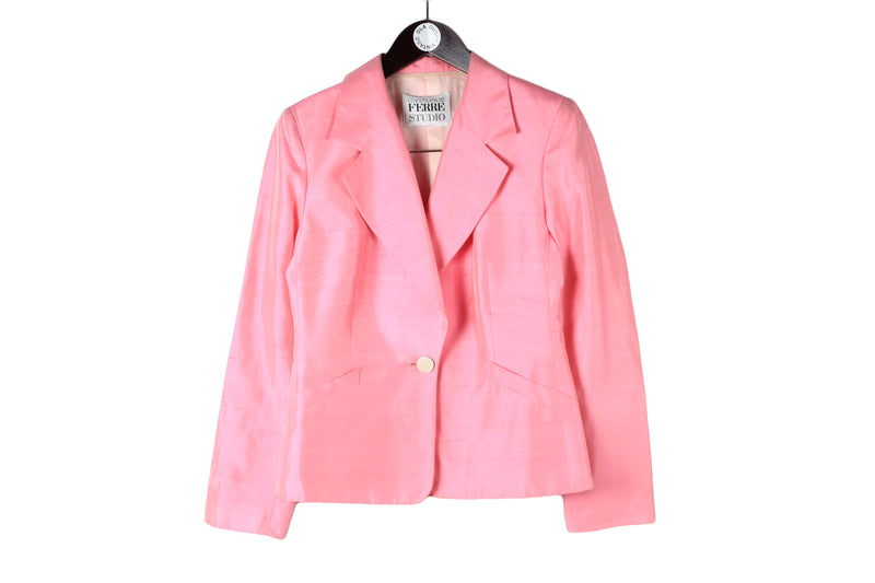 Vintage Gianfranco Ferre Blazer Women's 44 pink classic luxury retro one button jacket 90s 