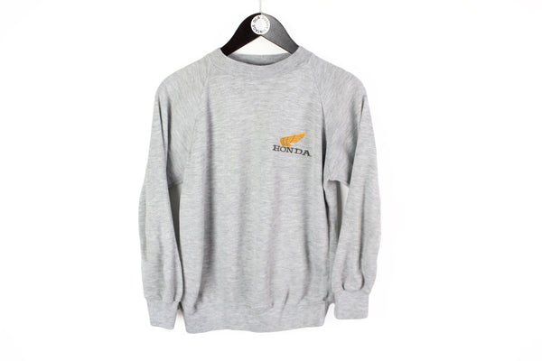 Vintage Honda Sweatshirt Women's XSmall gray small logo 80s racing crewneck