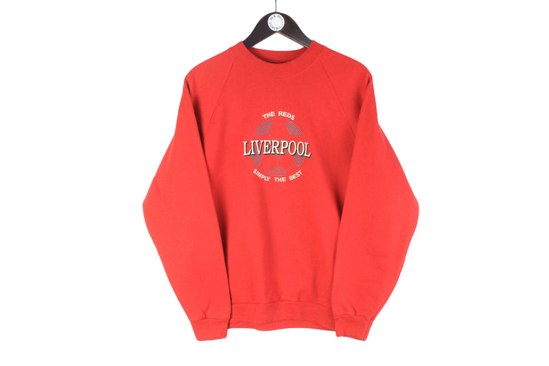 Vintage Liverpool Sweatshirt Medium The Reds Simply The Best 90s retro red sport football style jumper crewneck 