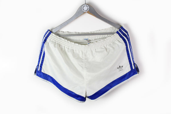 Vintage Adidas Shorts XLarge white blue 80s sport running shorts