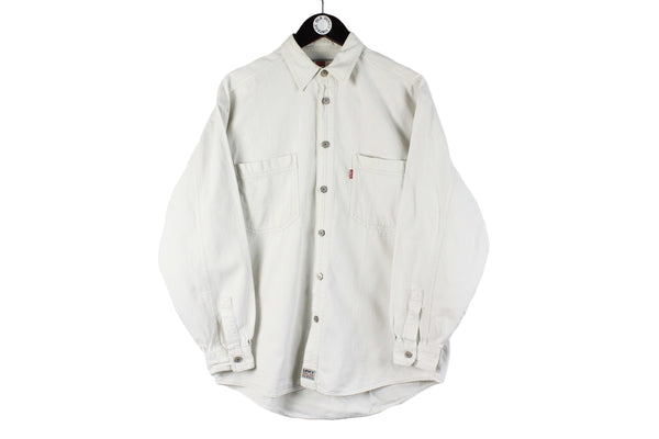 Vintage Levi's Shirt Large size collared casual button up long sleeve white basic streetwear classic USA brand work wear